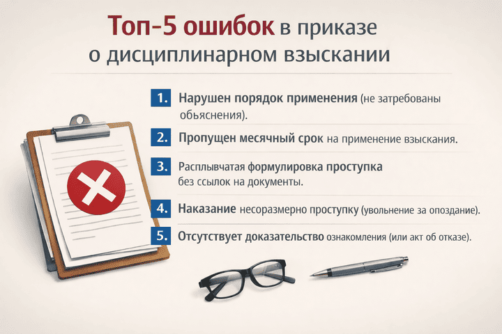 Приказ о дисциплинарном взыскании: топ 5 ошибок 2026